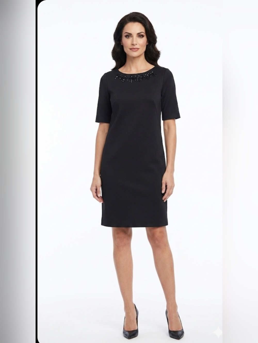Cynthia Rowley Black Embellished Neckline Sheath Dress, Size 2